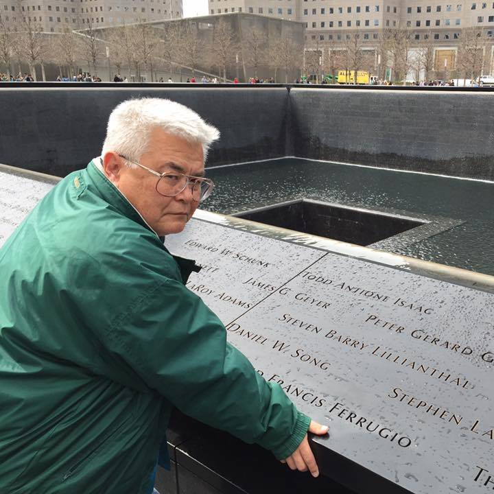 Lanning Lee at the site of 9-11 Memorial in NYC.