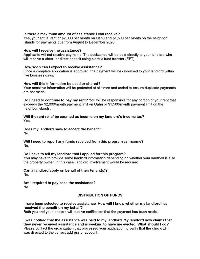 image detailing hawaii cover rent relief program