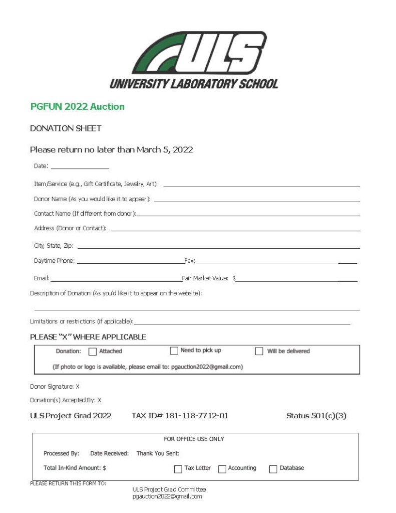 Project Grad Donation Form